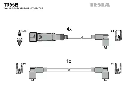 Комплект проводов зажигания TESLA T055B