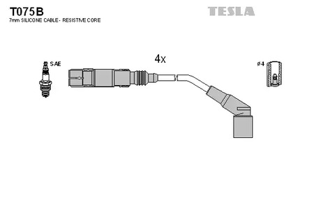 T075B TESLA Комплект проводов зажигания