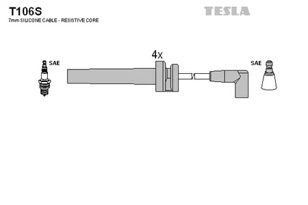 Комплект проводов зажигания TESLA T106S