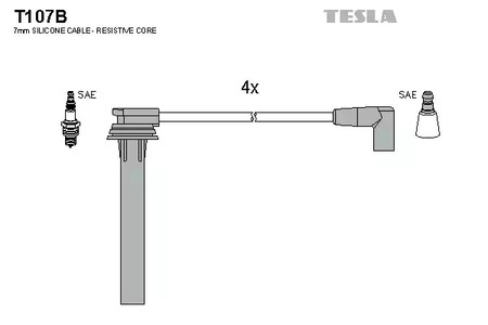 Комплект проводов зажигания TESLA T107B