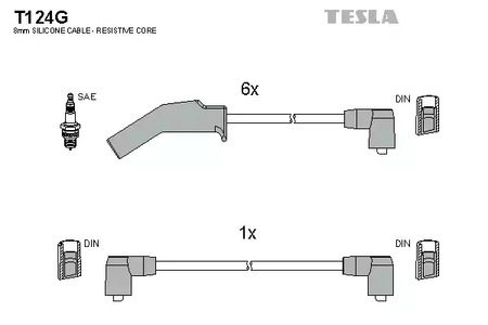 T124G TESLA Комплект проводов зажигания