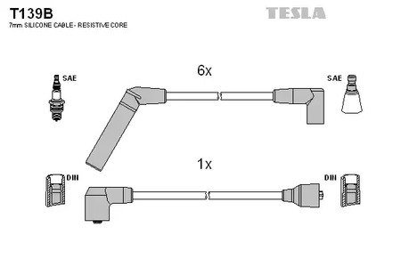 T139B TESLA Комплект проводов зажигания