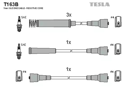 T163B TESLA Комплект проводов зажигания