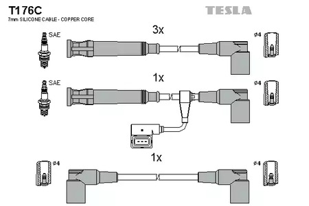 T176C TESLA Комплект проводов зажигания