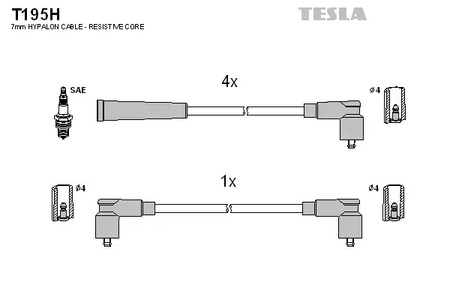 T195H TESLA Комплект проводов зажигания