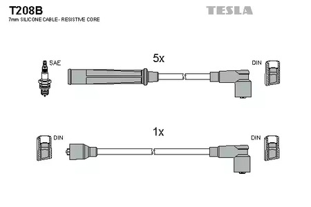 T208B TESLA Комплект проводов зажигания