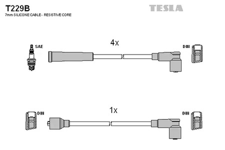 Комплект проводов зажигания TESLA T229B