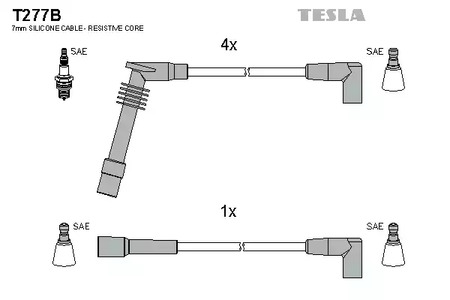 Комплект проводов зажигания TESLA T277B