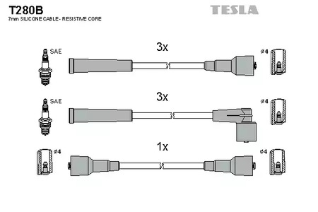 Комплект проводов зажигания TESLA T280B