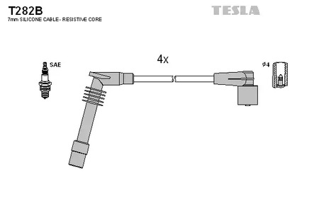 T282B TESLA Комплект проводов зажигания