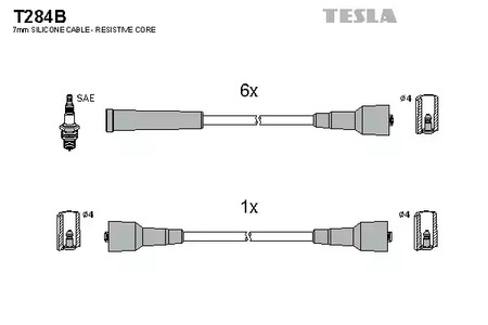 Комплект проводов зажигания TESLA T284B