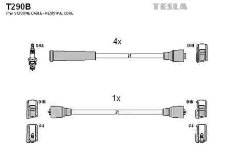 Комплект проводов зажигания TESLA T290B