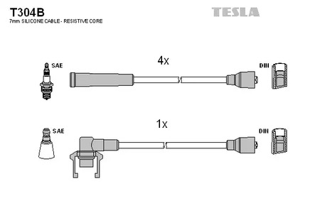 T304B TESLA Комплект проводов зажигания