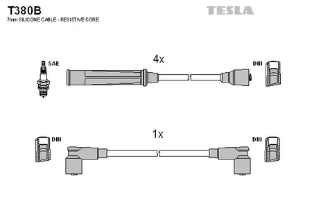 Комплект проводов зажигания TESLA T380B