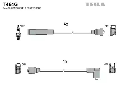 T464G TESLA Комплект проводов зажигания