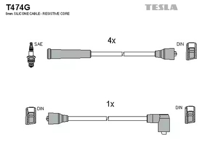 Комплект проводов зажигания TESLA T474G