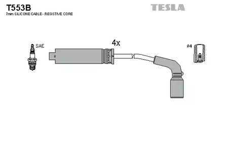 Комплект проводов зажигания TESLA T553B