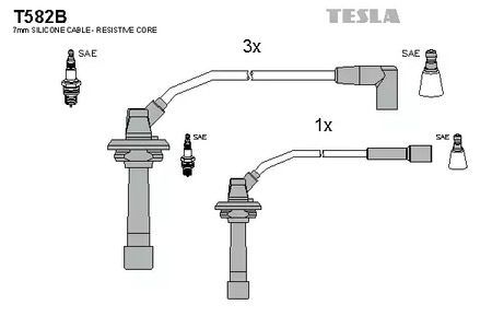 Комплект проводов зажигания TESLA T582B