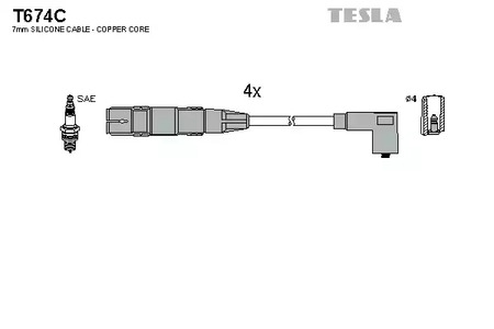 T674C TESLA Комплект проводов зажигания