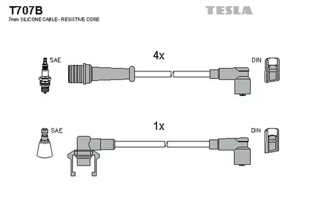 T707B TESLA Комплект проводов зажигания