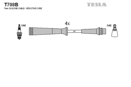 T708B TESLA Комплект проводов зажигания