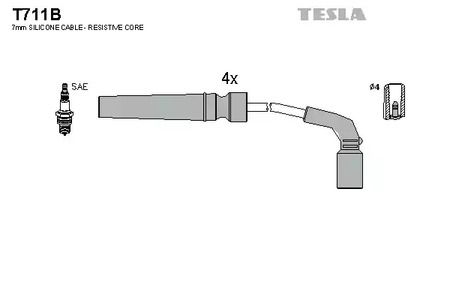 T711B TESLA Провод высоковольтный