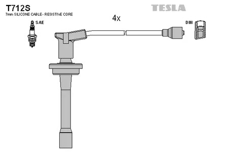 Комплект проводов зажигания TESLA T712S