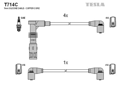 Комплект проводов зажигания TESLA T714C