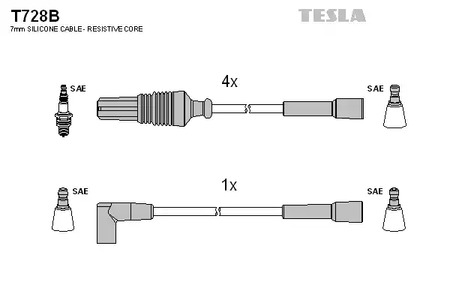 T728B TESLA Комплект проводов зажигания