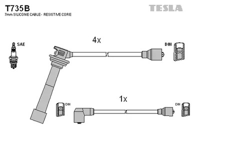 Комплект проводов зажигания TESLA T735B