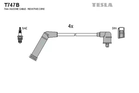 T747B TESLA Комплект проводов зажигания