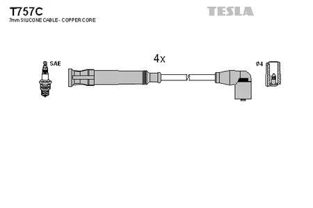 T757C TESLA Комплект проводов зажигания