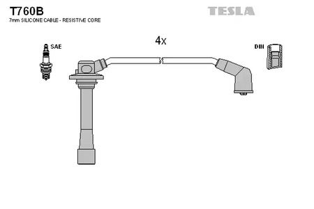Комплект проводов зажигания TESLA T760B