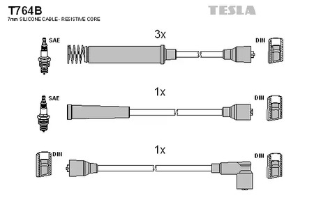 Комплект проводов зажигания TESLA T764B