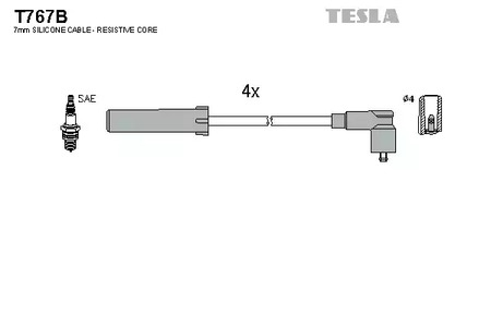 T767B TESLA Комплект проводов зажигания