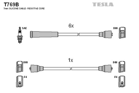 Комплект проводов зажигания TESLA T769B