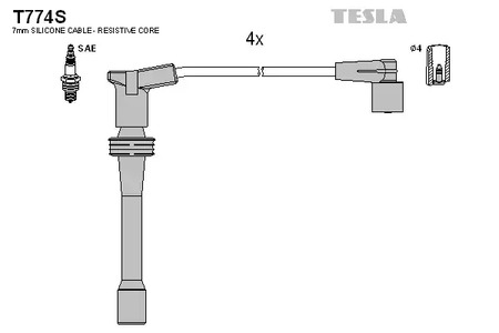 Комплект проводов зажигания TESLA T774S