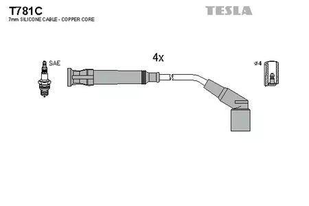 T781C TESLA Комплект проводов зажигания