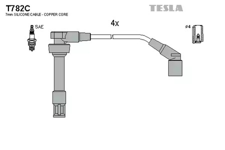 Комплект проводов зажигания TESLA T782C