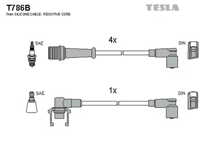 T786B TESLA Комплект проводов зажигания