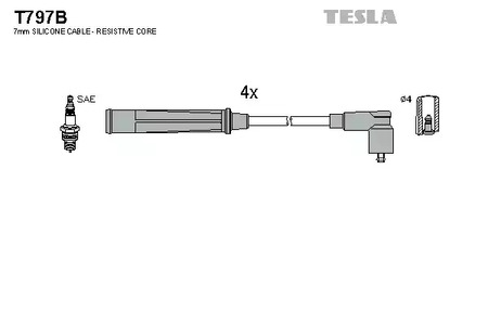 T797B TESLA Комплект проводов зажигания