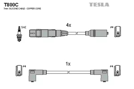 T800C TESLA Комплект проводов зажигания