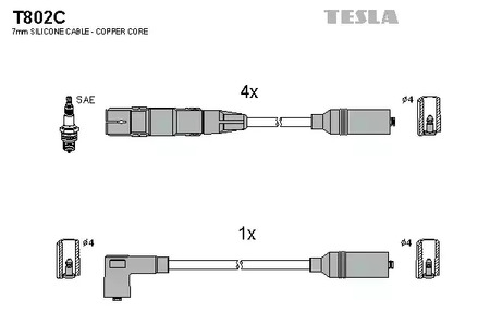 T802C TESLA Комплект проводов зажигания