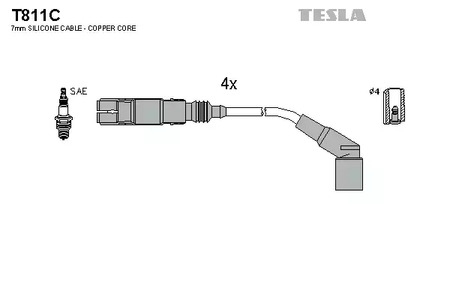 T811C TESLA Комплект проводов зажигания