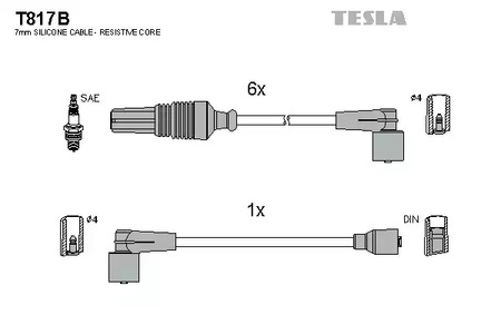 Комплект проводов зажигания TESLA T817B