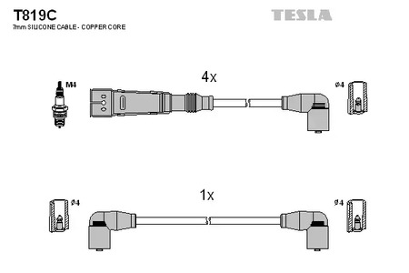 T819C TESLA Комплект проводов зажигания