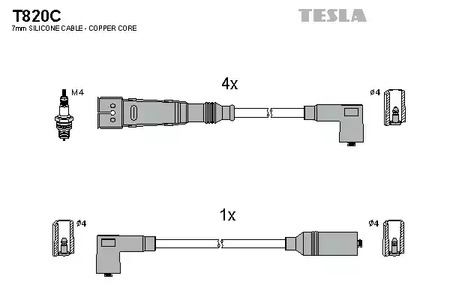 T820C TESLA Комплект проводов зажигания