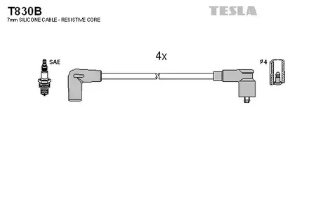 T830B TESLA Комплект проводов зажигания