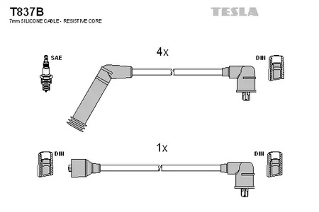 T837B TESLA Комплект проводов зажигания