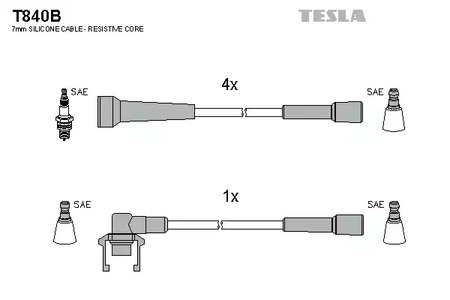 T840B TESLA Комплект проводов зажигания